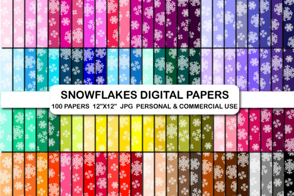 100 Snowflake Christmas Digital Papers for Patterns