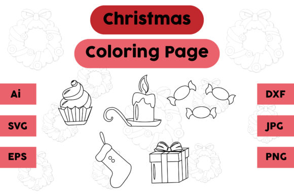 Christmas Coloring Page Candle Candy Set