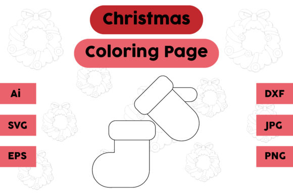 Christmas Coloring Page - Glove Socks