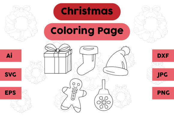 Christmas Coloring Page Happy Set
