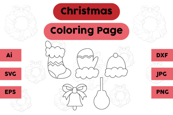 Christmas Coloring Page Outline Set for Creative Design