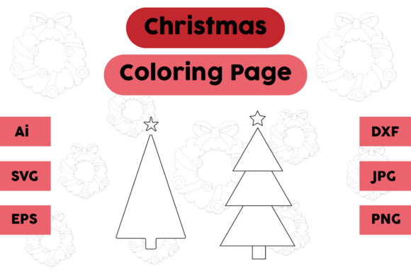 Christmas Coloring Page Tree Sets