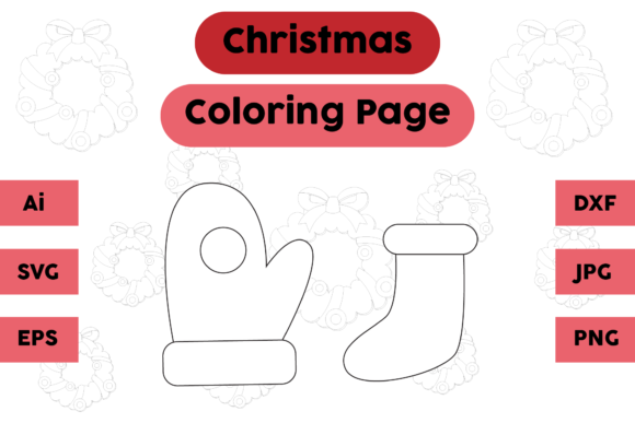 Christmas Coloring Pages Glove Socks Set