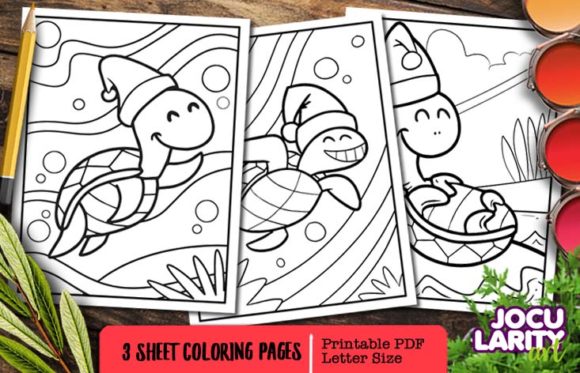 Cute Kawaii Turtles in Christmas Mode