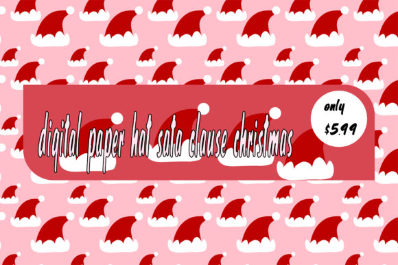 Digital Paper Hat Sata Clause Christmas Patterns
