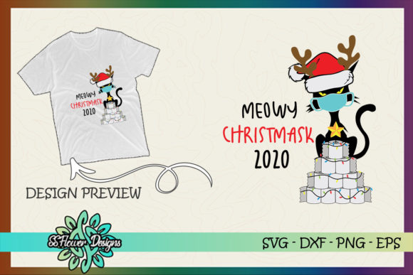 Meowy Christmask 2020 Funny Cat Christmas T-Shirt Designs