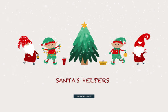 Santaβs Helpers gnomes elves Decorative Elements