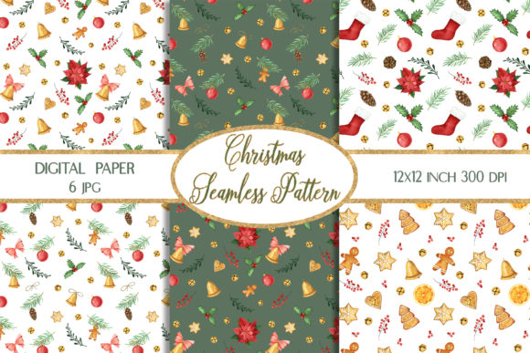 Watercolor Christmas Patterns for Creative Design