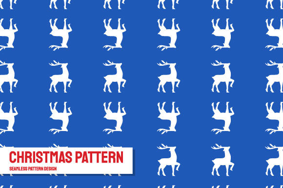 White Reindeer on Blue Background Patterns